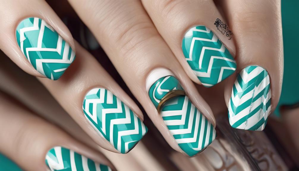 chic teal nail design