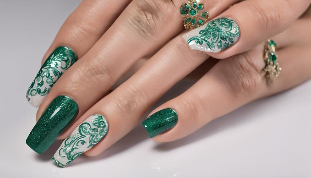 emerald green nail designs