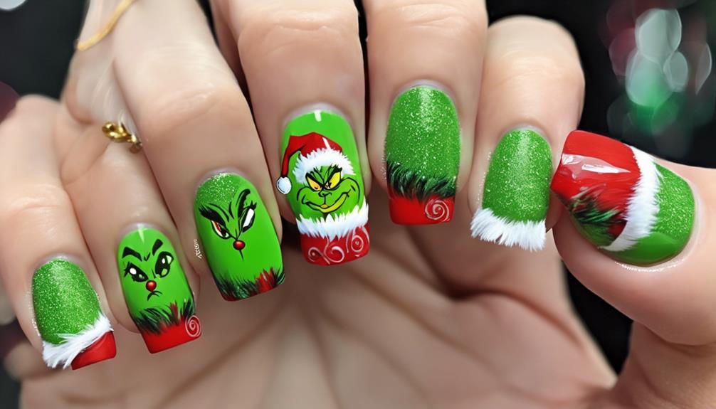 festive grinch french tips