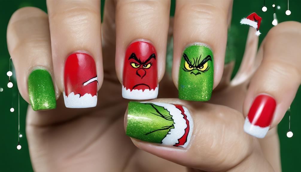 grinch themed nail art designs