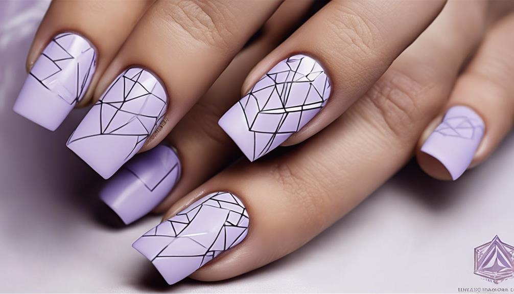 nail art with lilac geometric design