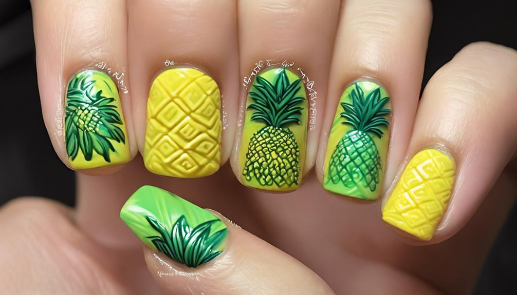 tropical pineapple nail art