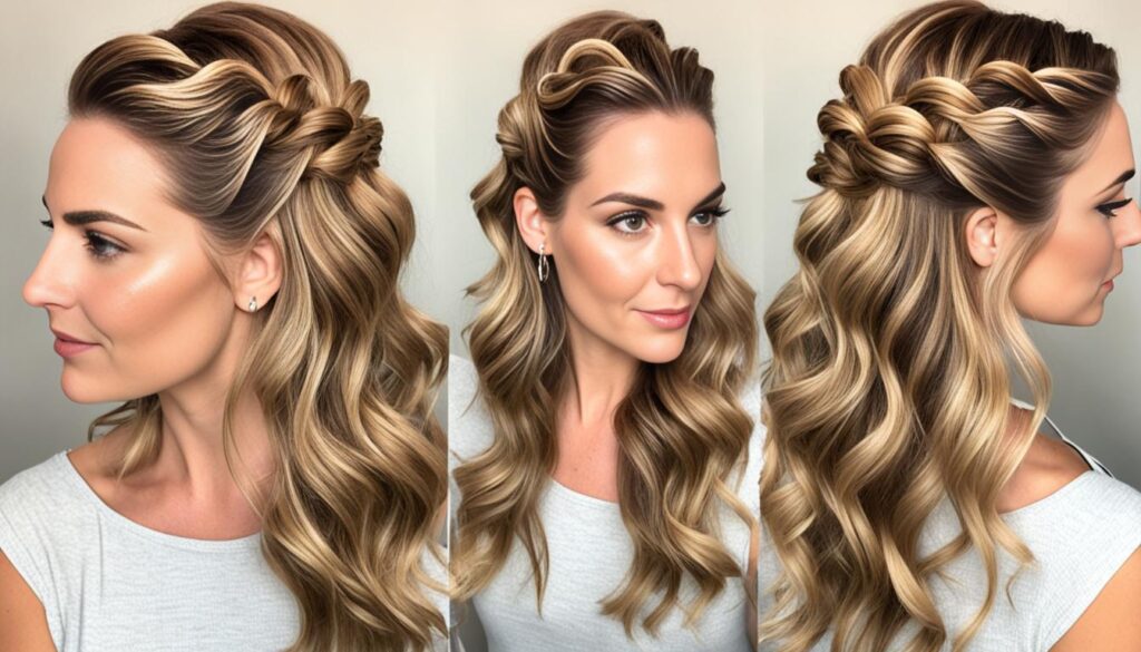 twisted half-up twist for wavy hair