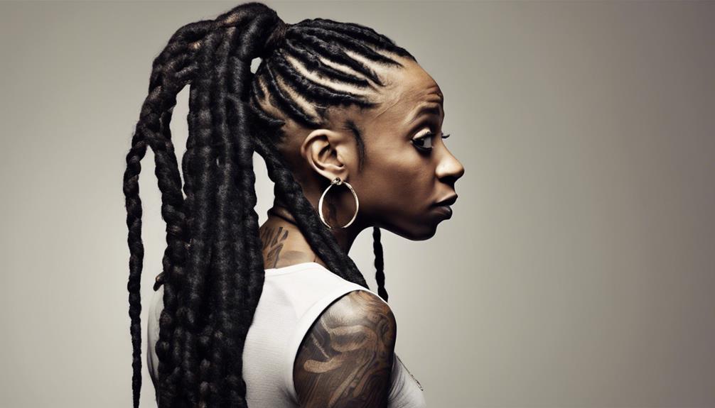 unique hairstyle with dreadlocks
