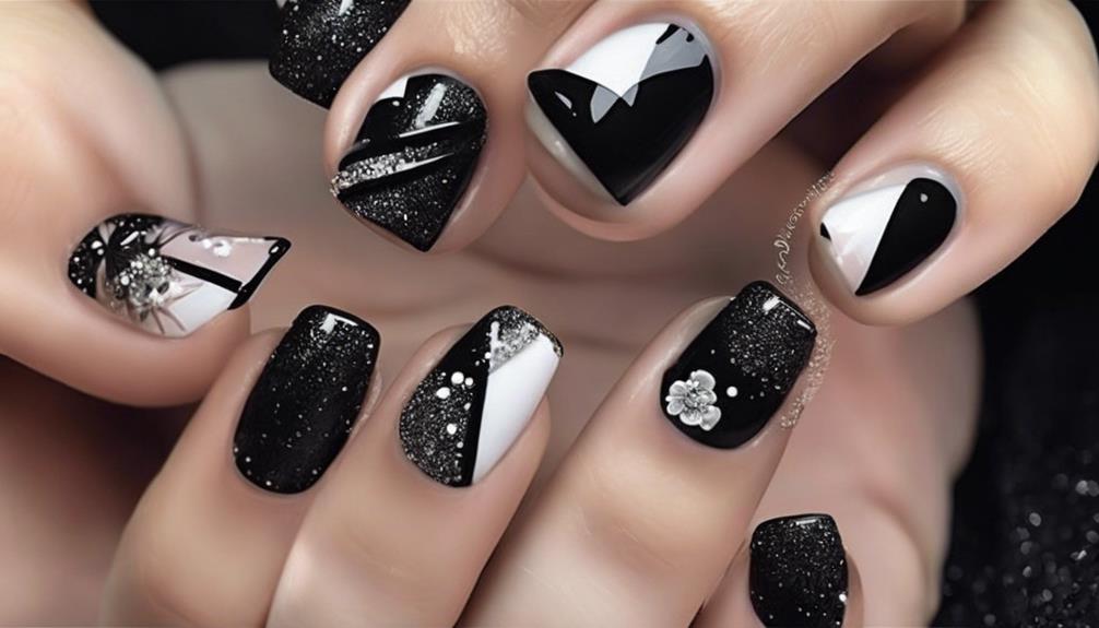 valentine themed black nail art