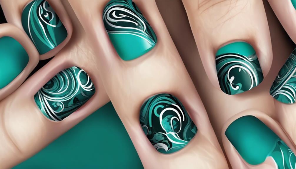 vibrant teal nail design