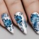 blue floral nail designs