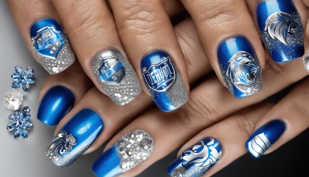 detroit lions nail art