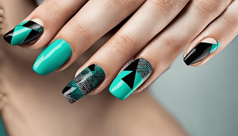 intricate teal and black