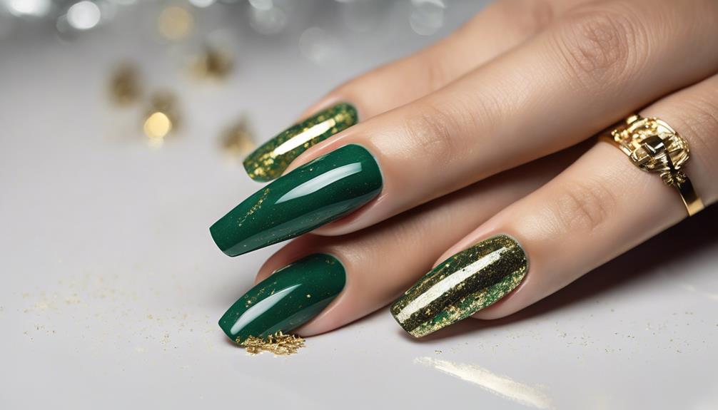 nail art with gold flakes