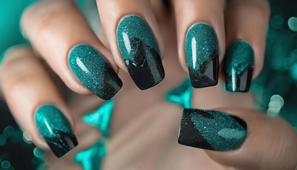 sparkling teal nail polish