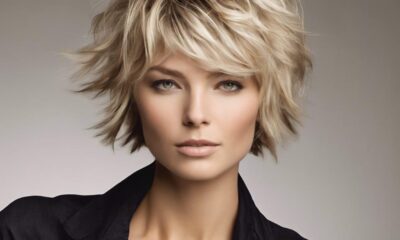 stylish short feathered hair