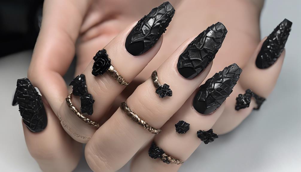 unique black stone nails