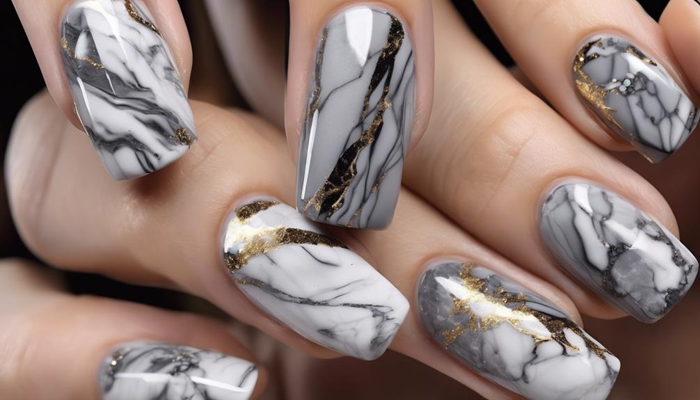 unique grey marble nails