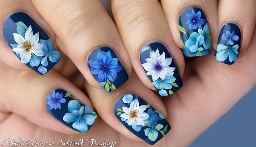 Stunning Blue Flower Nail Designs Step