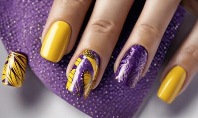 vibrant yellow and purple