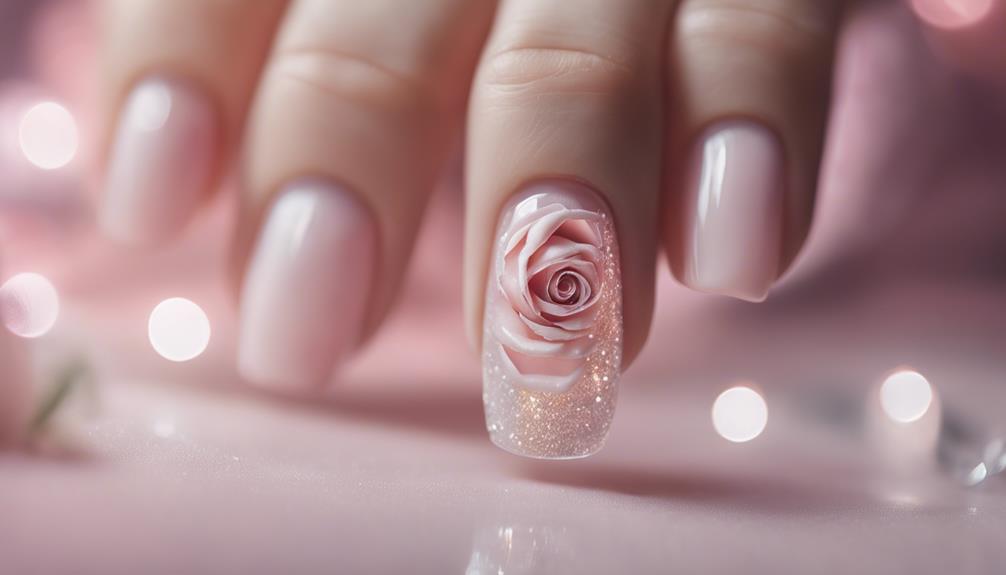 acrylic nails with rose design