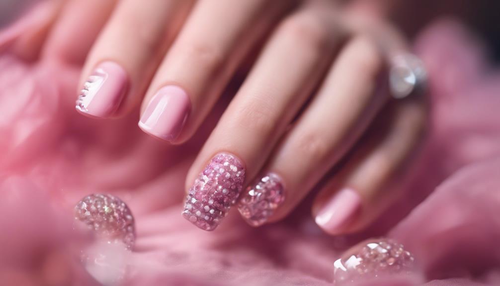 bedazzled nails in pink