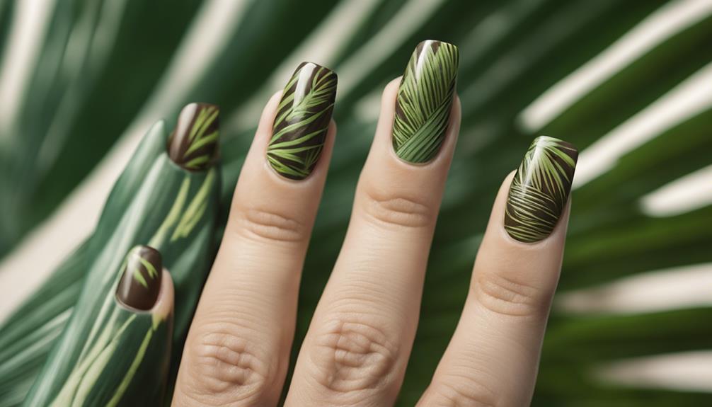 bold palm leaf manicure