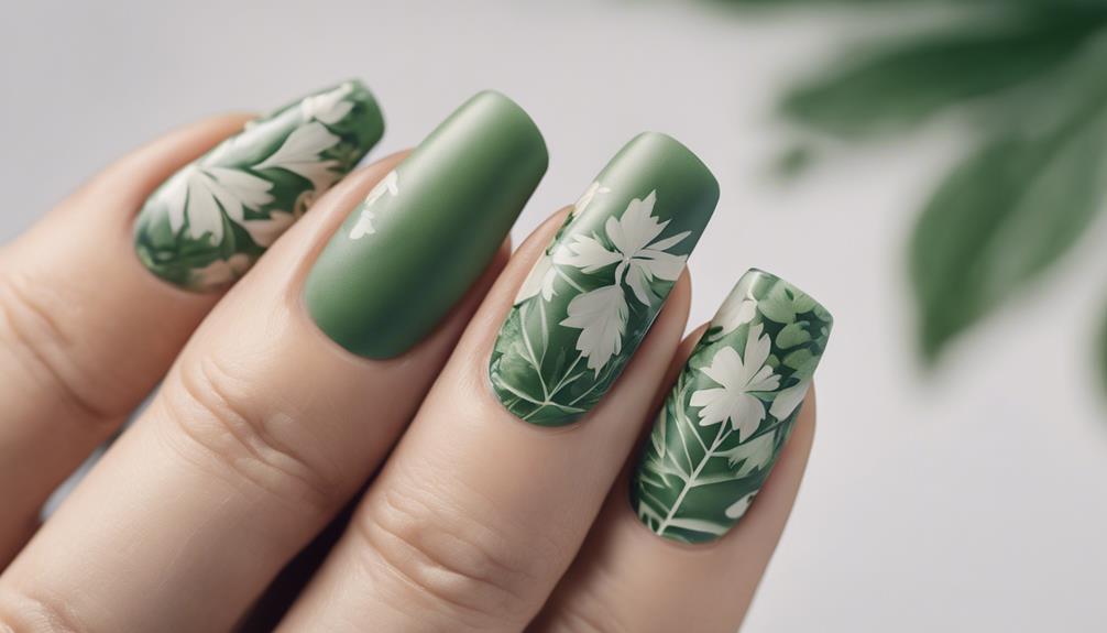 botanical designs on nails