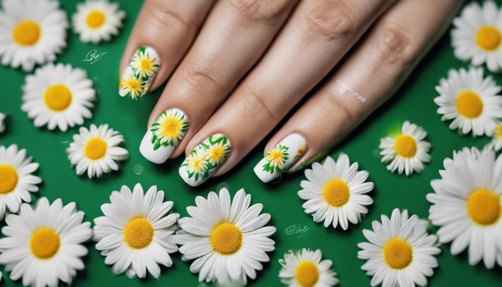 colorful daisy nail art