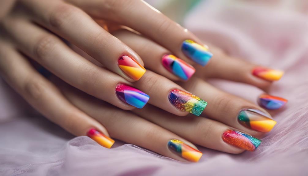 colorful geometric nail design