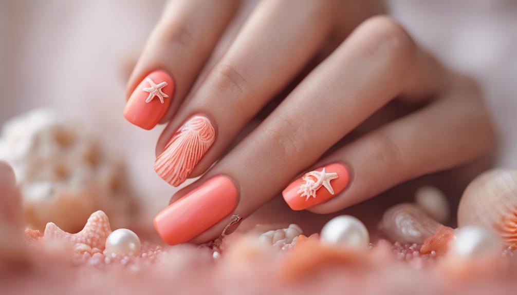 coral themed nail art ideas