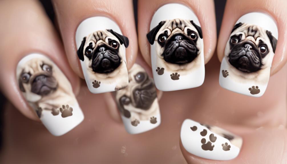 creative pug themed nail art
