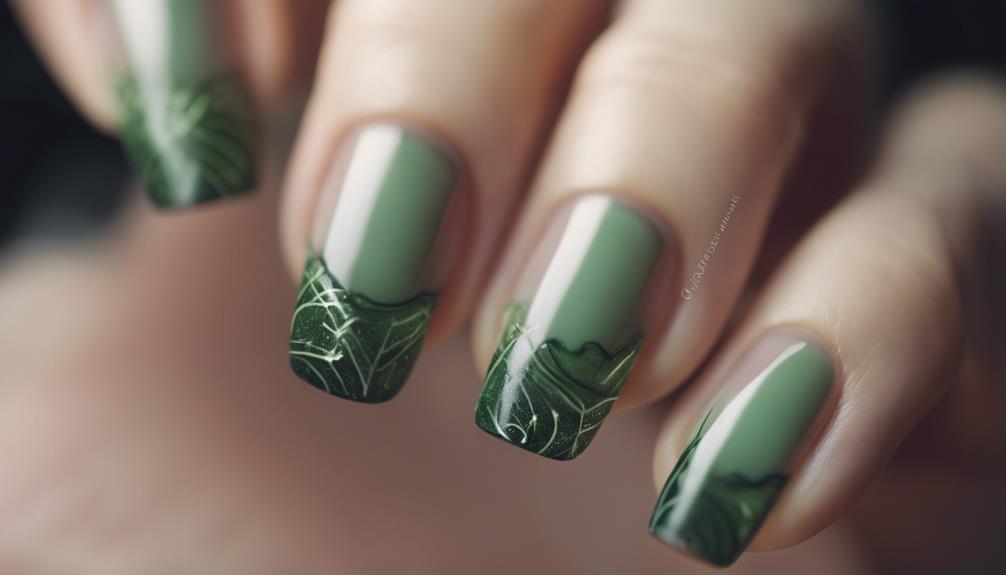 delicate green french manicure