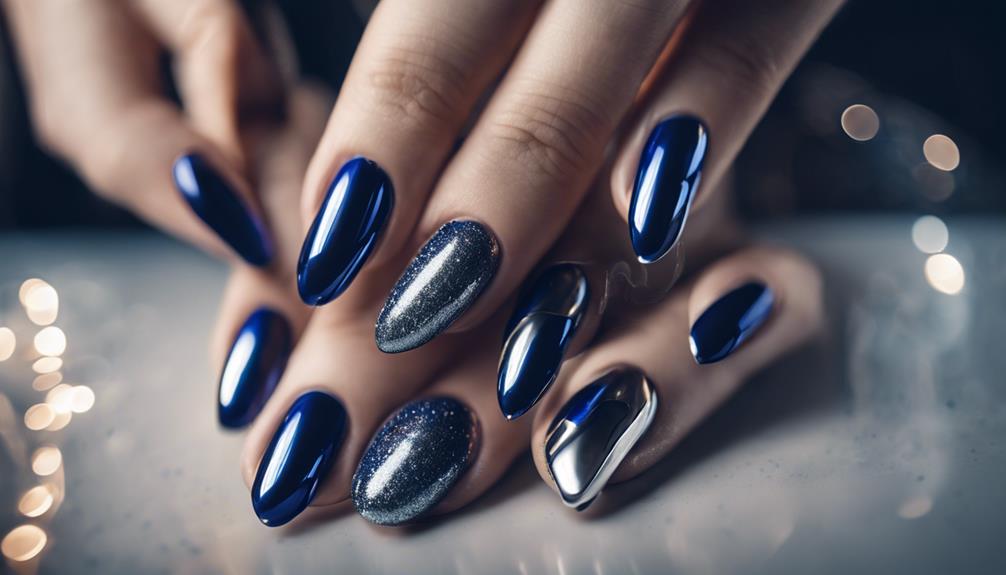 elegant navy blue manicure