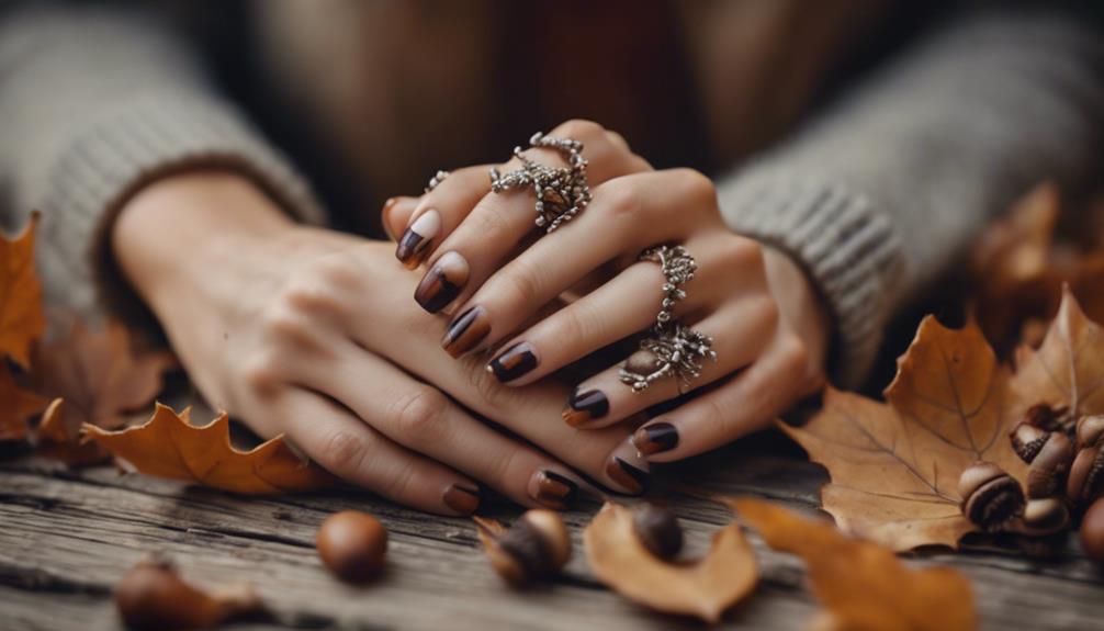 fall themed french tip nails