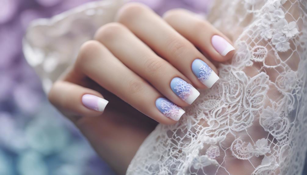 french manicure with flowers