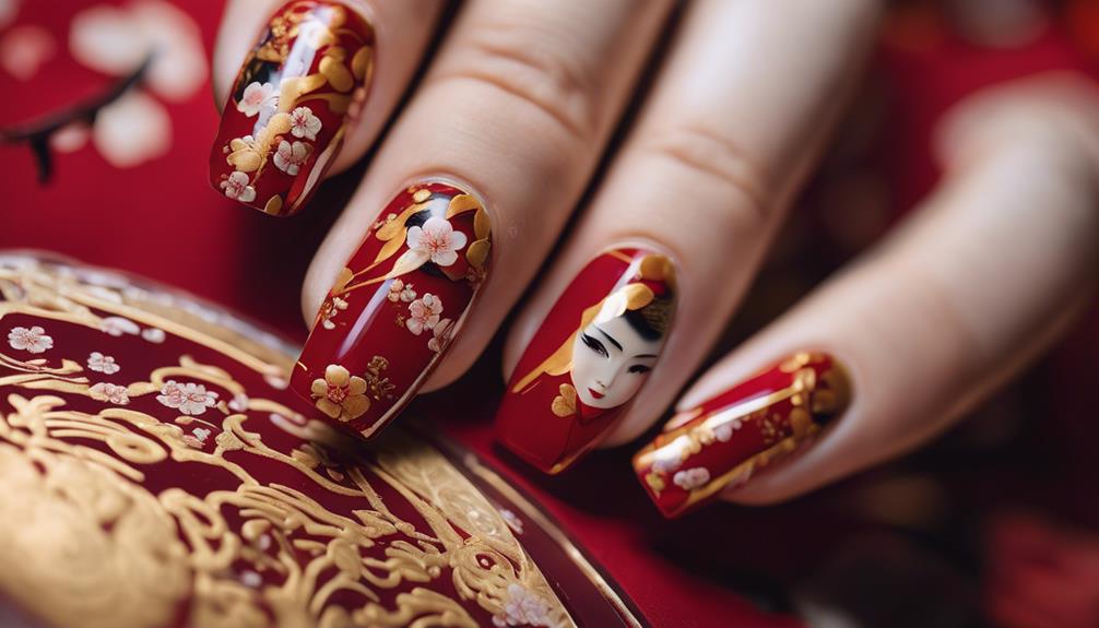 geisha inspired nail art