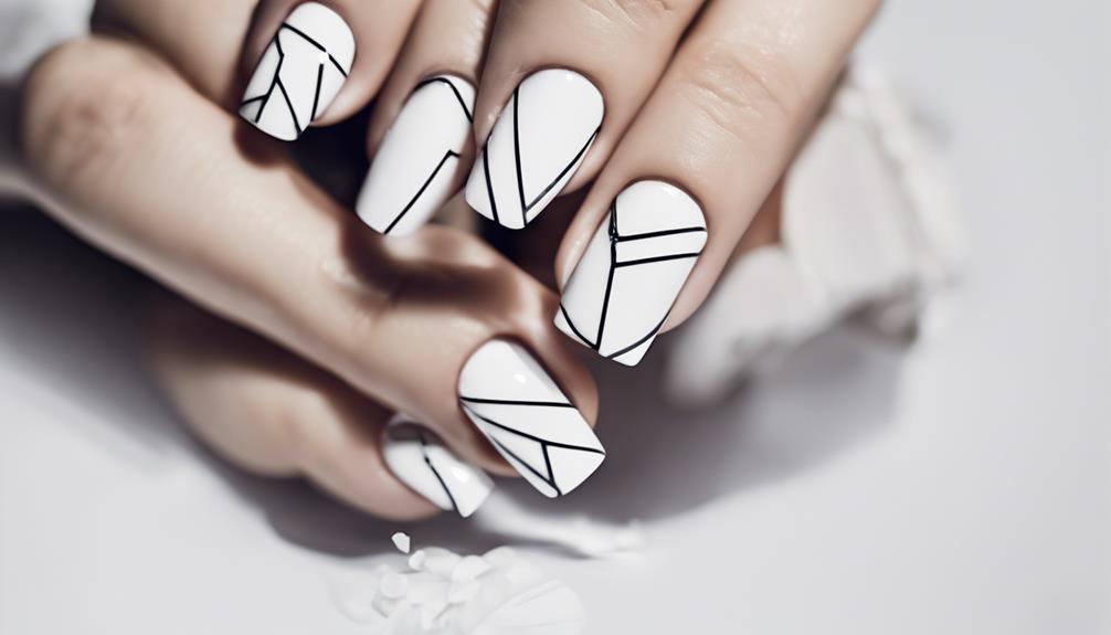 geometric cutout design nails