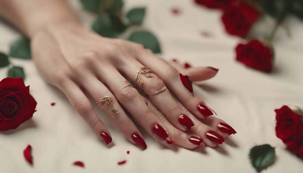 glamorous red rose nails