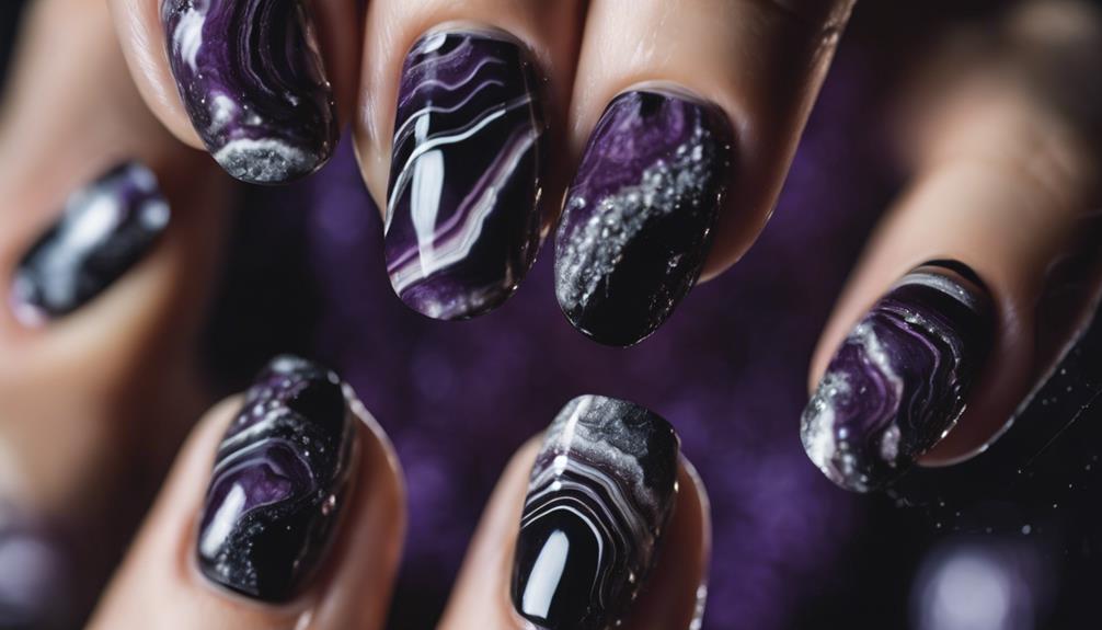 glittery manicure with crystals