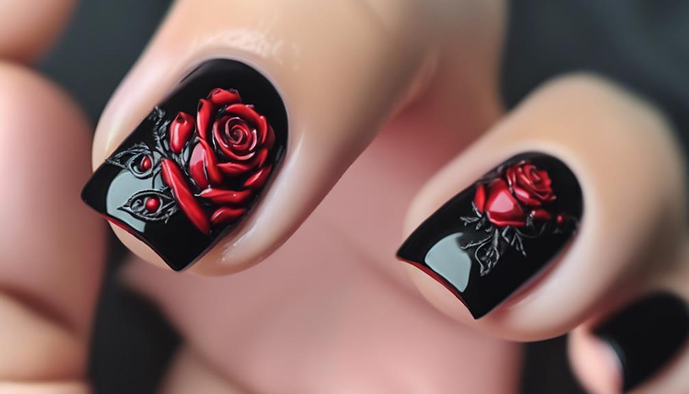 intricate black rose design