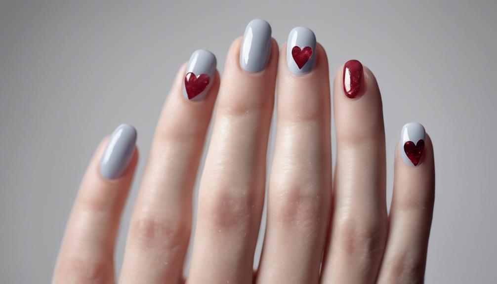 intricate heart shaped nail art