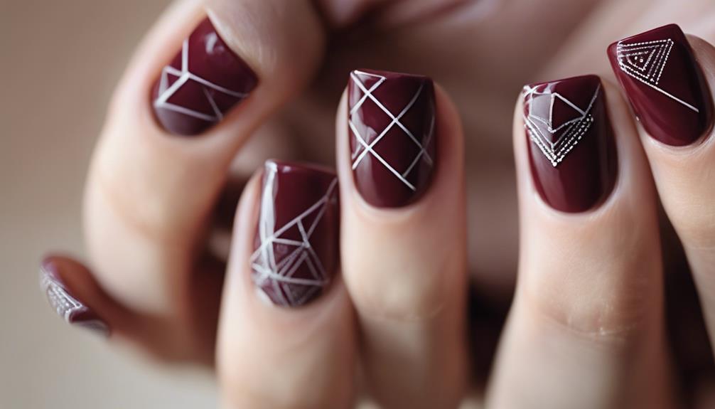 intricate maroon geometric designs