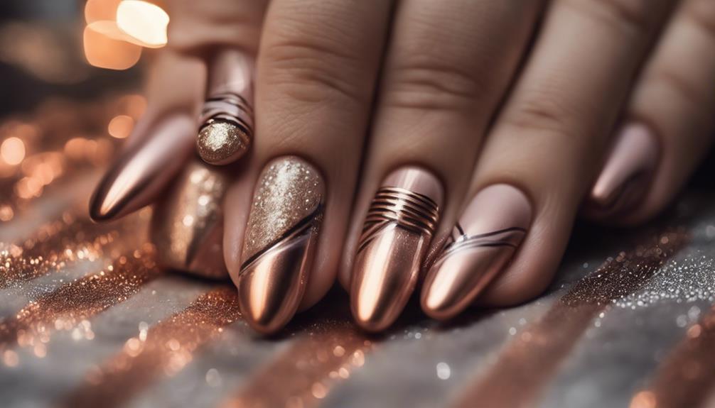 intricate metallic nail art
