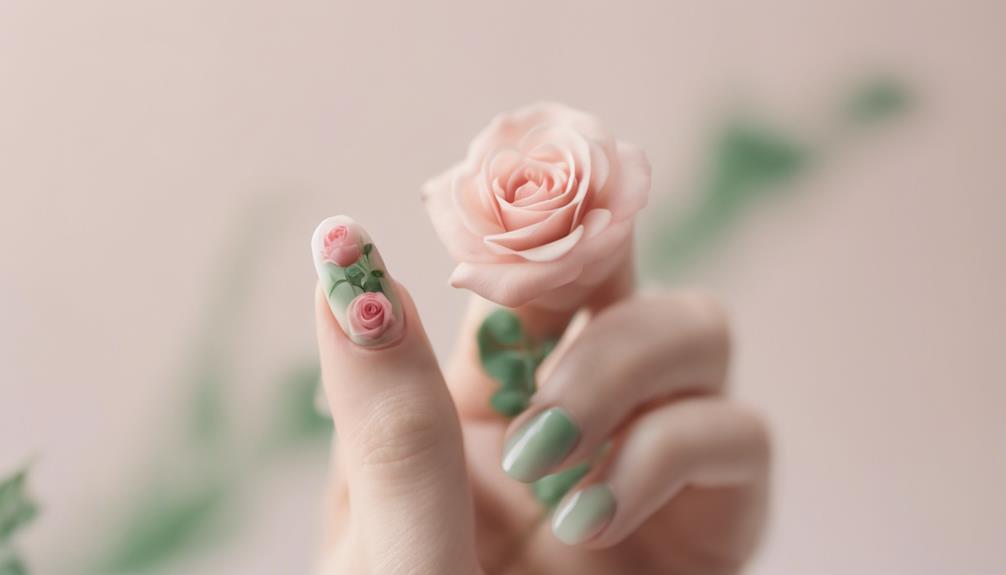 intricate rose nail design