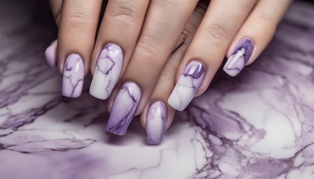 marble nails with lilac ombre