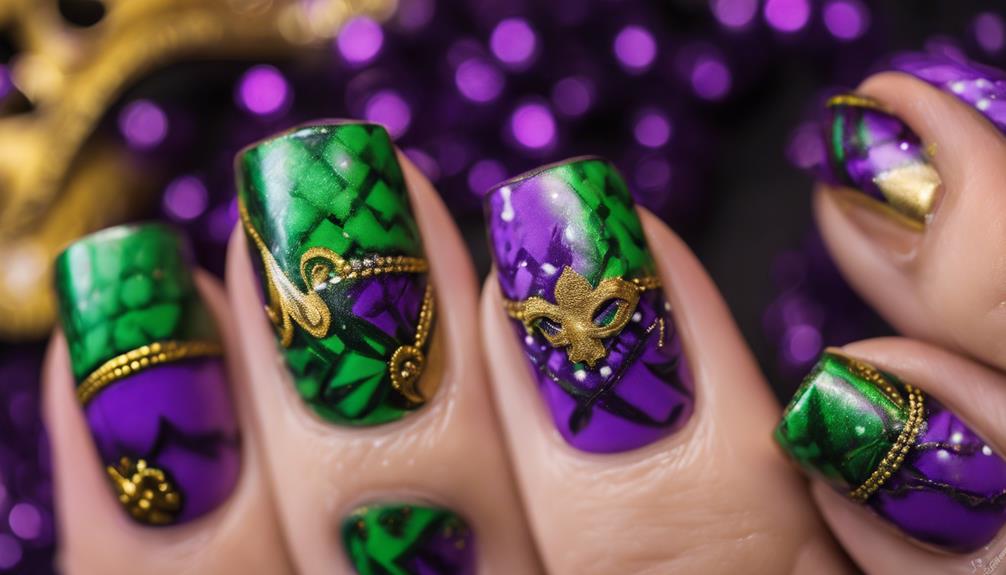 mardi gras nail art