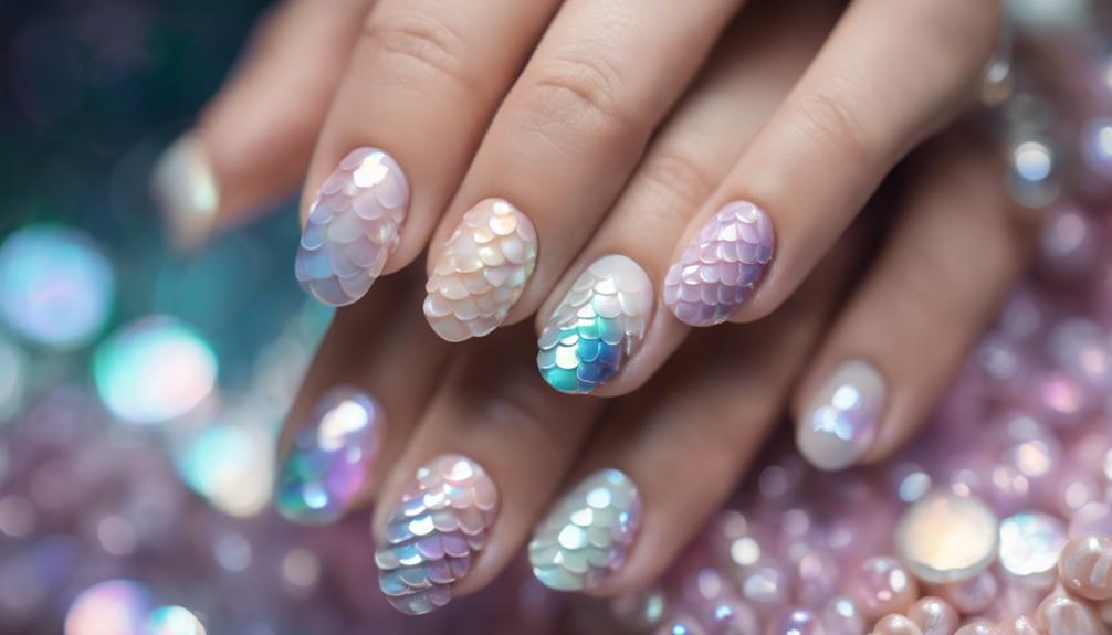 mermaid inspired french nail design