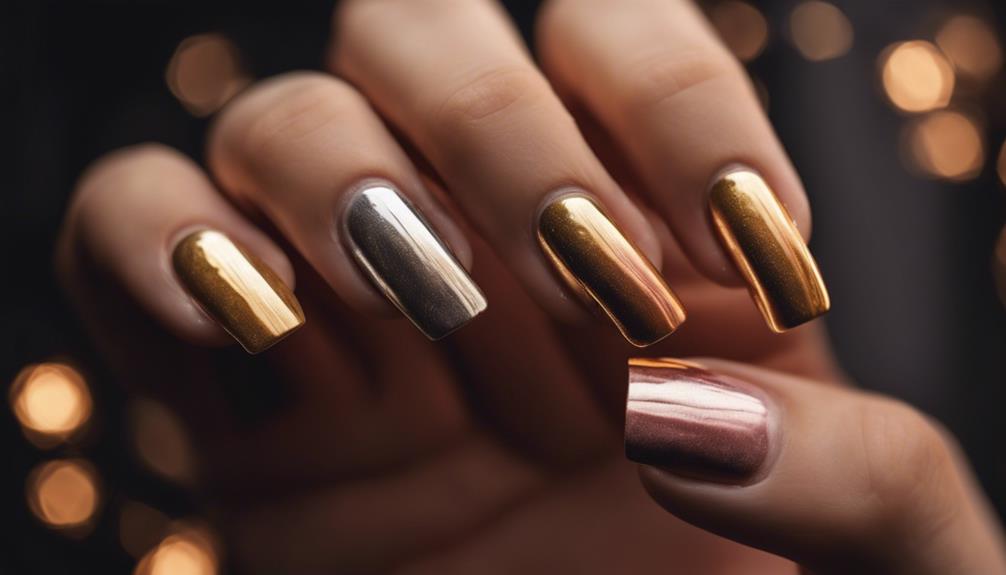 metallic nail ombre design