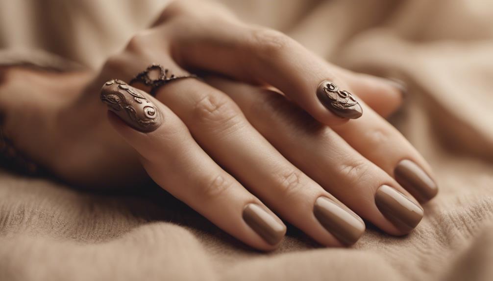 muted mocha nail designs