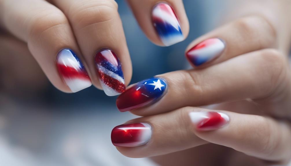 patriotic gradient nail art