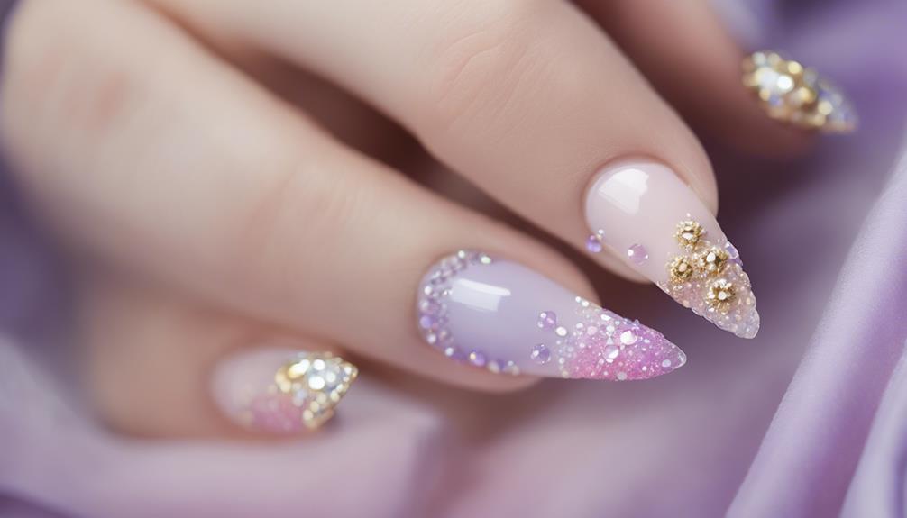 polished fingernails with sparkle