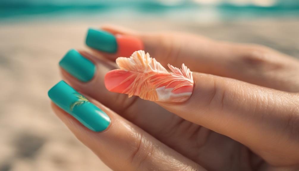 sandy beach vacation nails