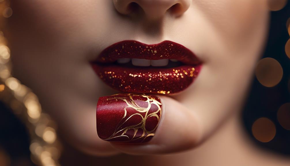 shimmering red and gold